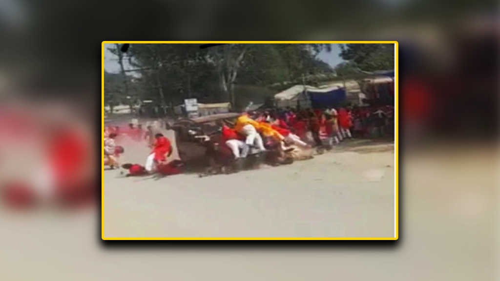 नवरात्रीच्या मिरवणुकीवर गाडी घातल्याचा भयानक व्हिडिओ समोर