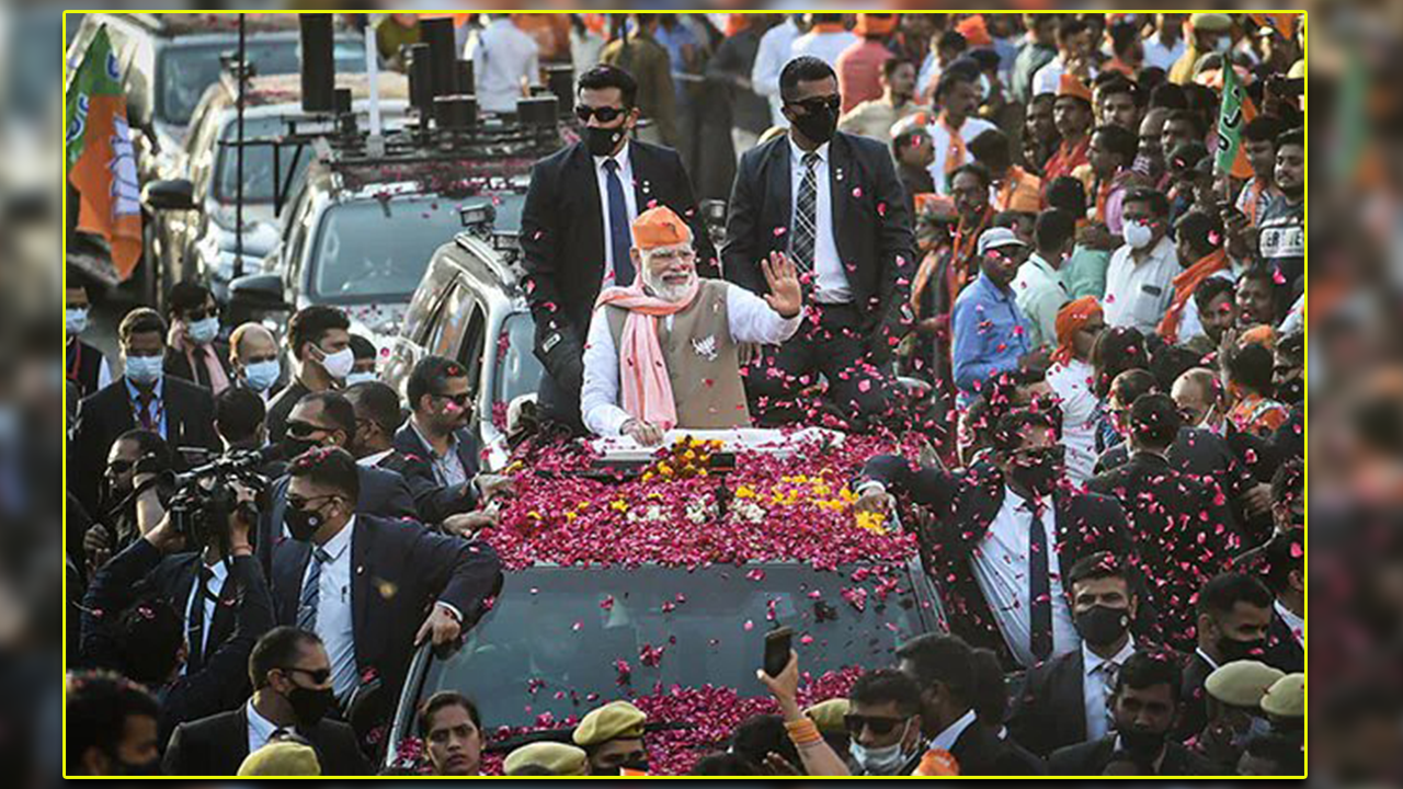 Prime Minister Modis Road Show In Ahmedabad After Election Victory