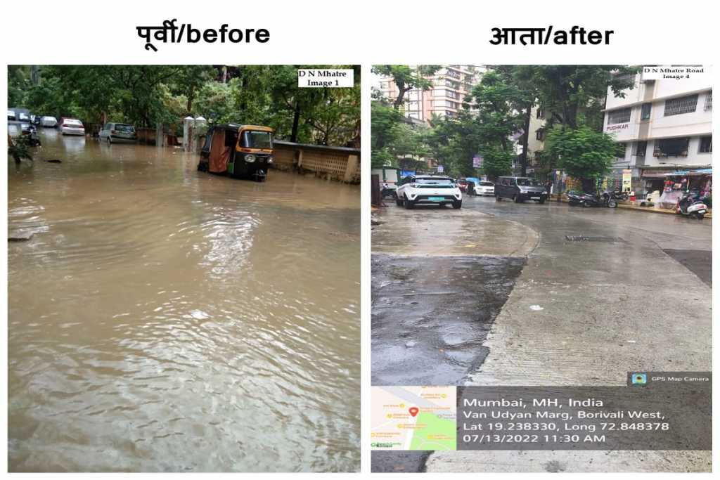 पावसाळी पुराच्या समस्येतून बोरिवलीतील डी.एन.म्हात्रे रस्त्याला मुक्तता