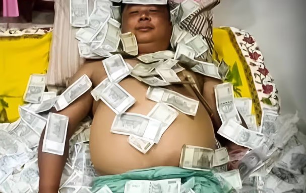 नोटांवर झोपलेल्या आसामच्या राजकीय नेत्याच्या छायाचित्रावरून वाद