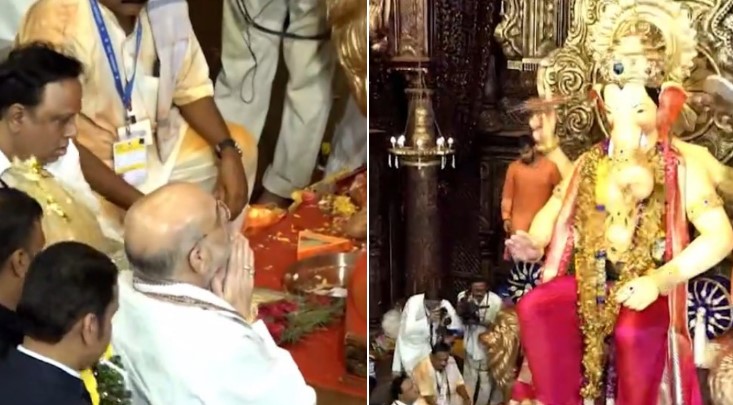 अमित शहांसह भाजपाचे प्रमुख नेते लालबागच्या राजाचरणी