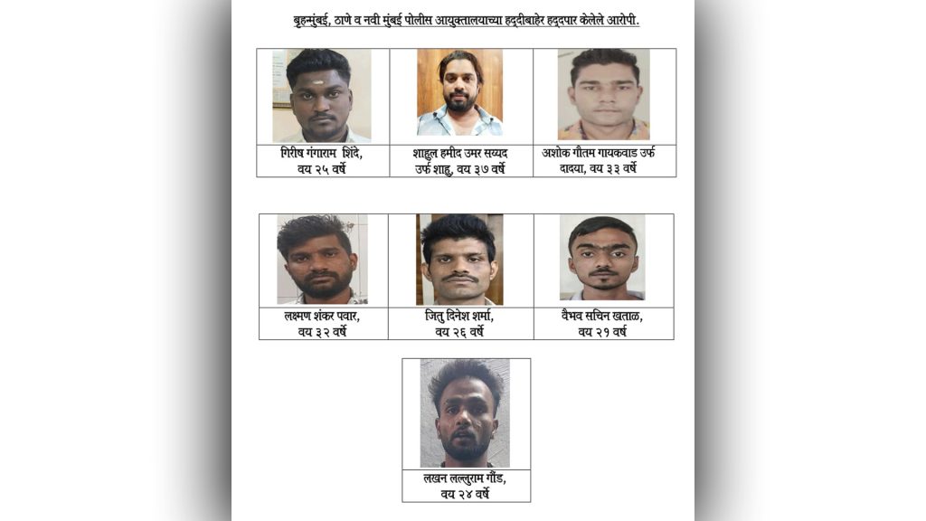 पूर्व उपनगरातून ७ सराईत गुन्हेगार हद्दपार