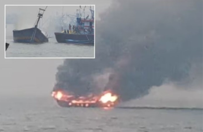 अलिबागच्या समुद्रात मच्छिमार बोट भस्मसात!