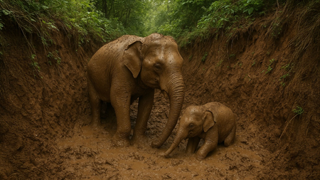 विहिरीत पडले दोन हत्ती