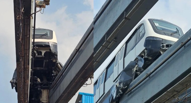 चाचणी दरम्यान मोनोरेलचा अपघात; डबा रूळावरून घसरला