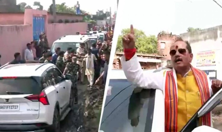 बिहारच्या उपमुख्यमंत्र्यांच्या ताफ्यावर हल्ला; घोषणाबाजी करत केली गर्दी