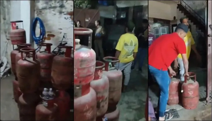 हापूरमध्ये समाजवादी पक्षाच्या कार्यकर्त्याच्या घरी सापडले ५५ सिलिंडर