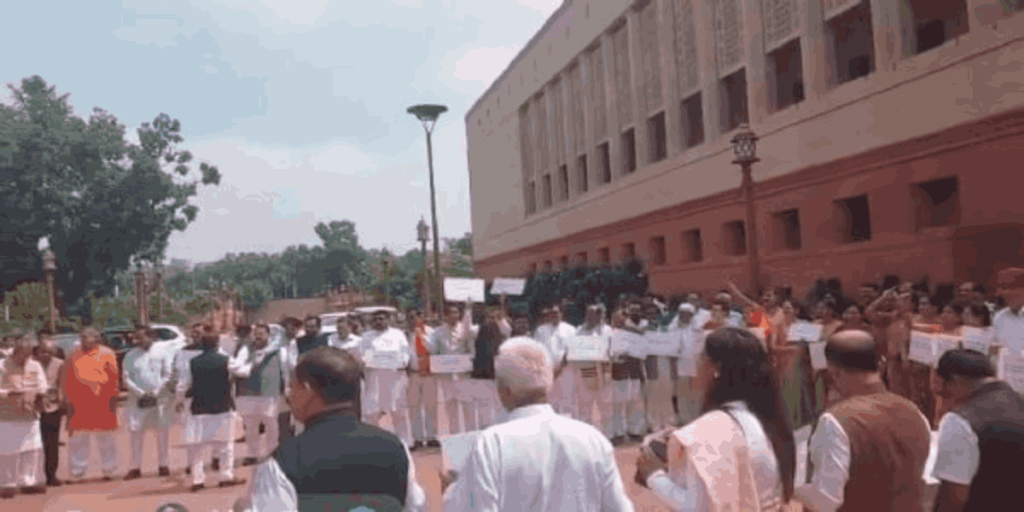 संसदेच्या दारात खडाजंगी! दोन्ही सभागृहांचे कामकाज तहकूब